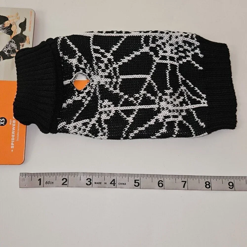 NEW Spiderweb Sweater Dog Cat Pet Halloween Costume Size XS (Up to 10 lbs) Black